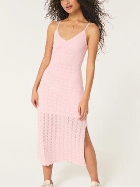 Hollister Soft Pink Knit Slip Midi Dress